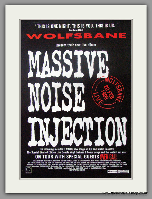 Wolfsbane. Massive Noise Injection. 1993 Original Advert (ref AD51431)