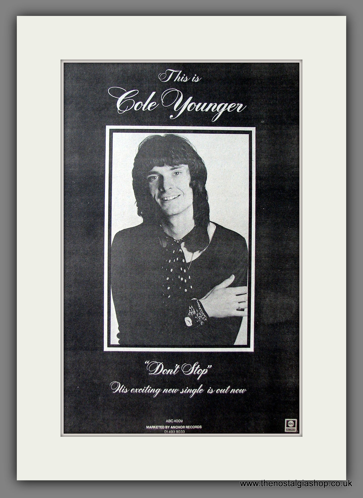 Cole Younger Don't Stop. Original Advert 1974 (ref AD13517)