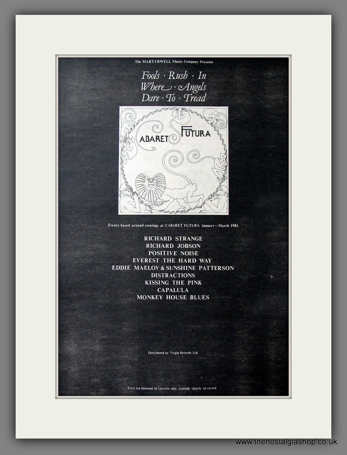 Cabaret Futura Fools Rush In Where Angels Dare To Tread. Original Advert 1981 (ref AD13518)