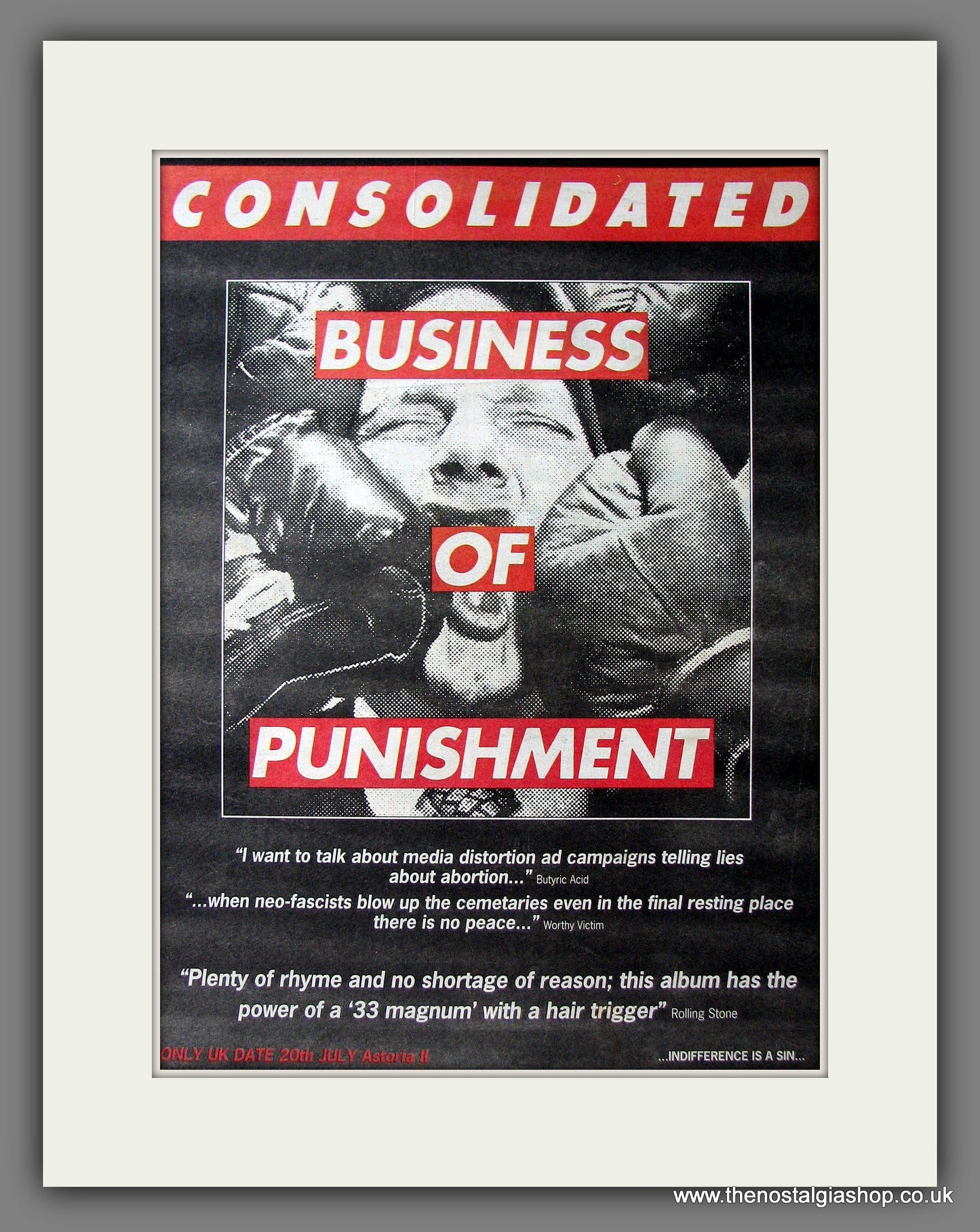 Consolidated Business Of Punishment. Original Advert 1994 (ref AD13520)