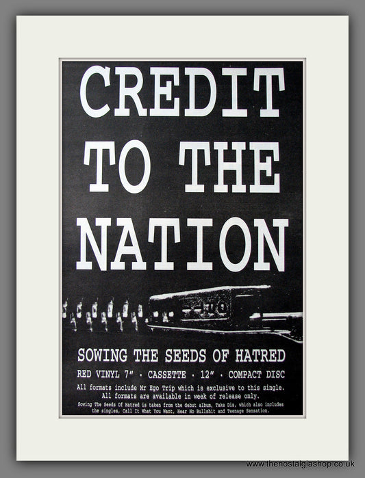 Credit To The Nation Sowing The Seeds Of Hatred. Original Advert 1994 (ref AD13523)