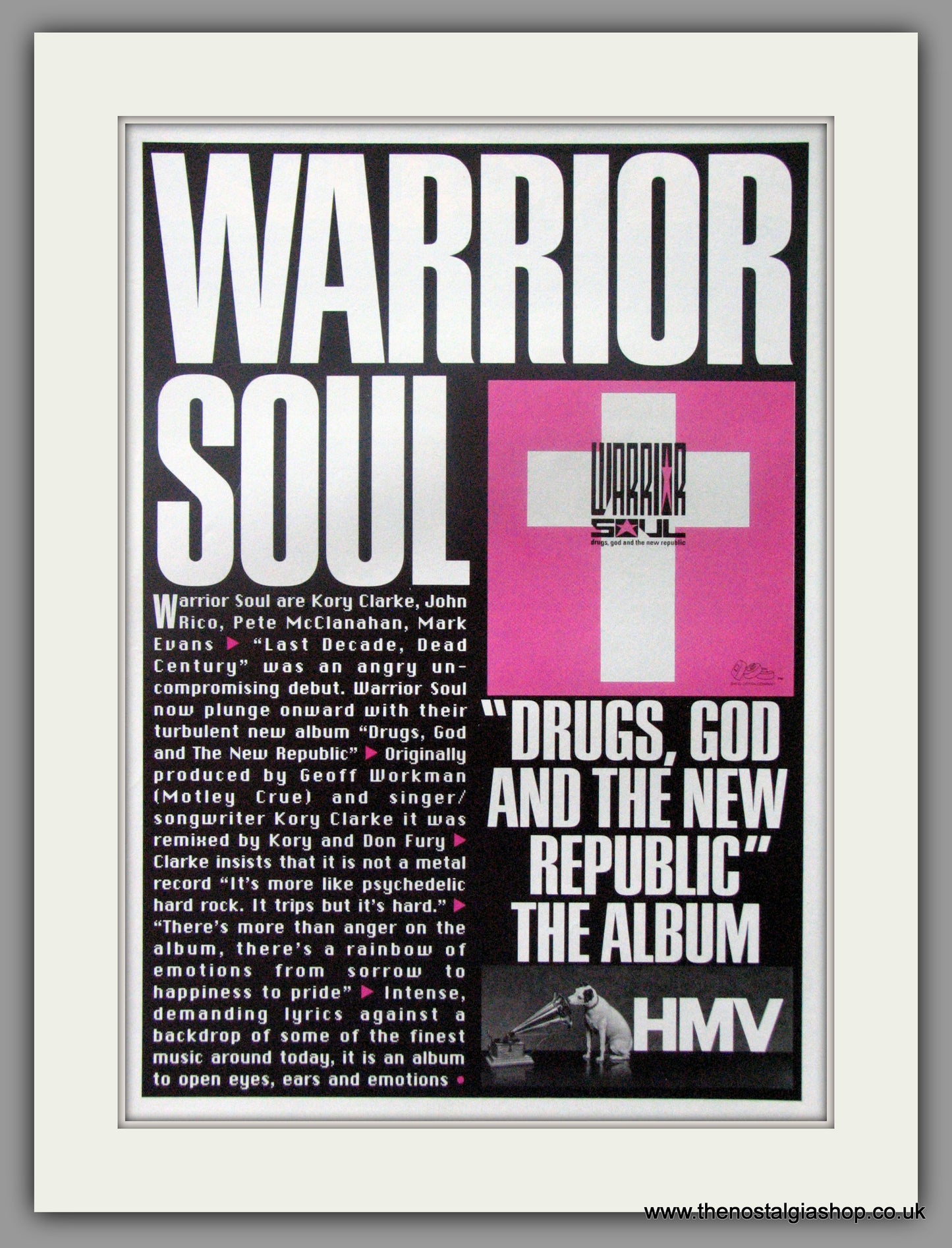 Warrior Soul. Drugs, God And The New Republic. 1991 Original Advert (ref AD51474)