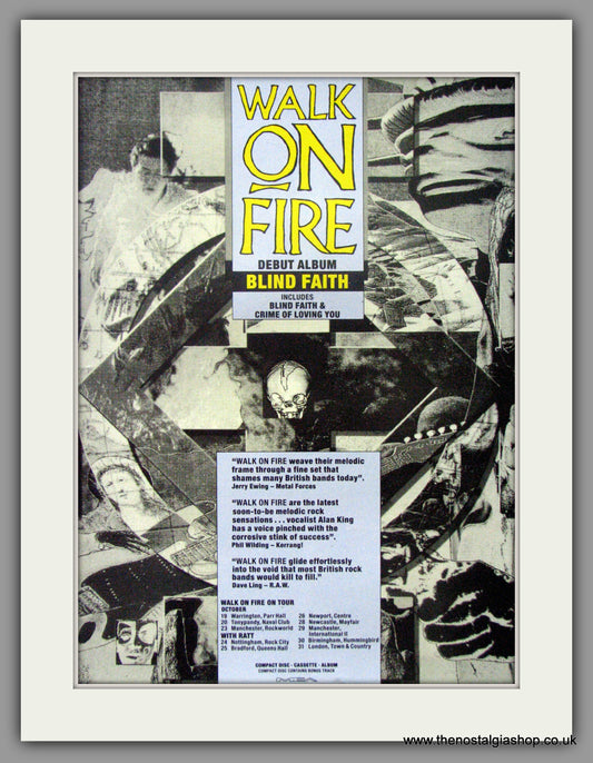 Walk On Fire. Blind Faith. 1989 Original Advert (ref AD51475)