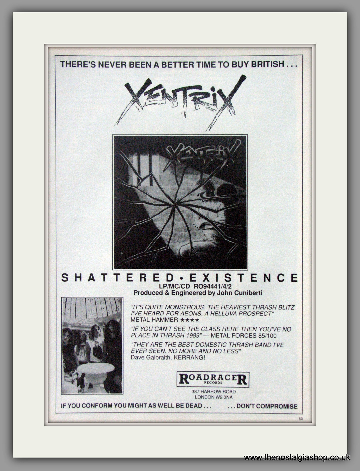 Xentrix. Shattered Existance. 1989 Original Advert (ref AD51493)