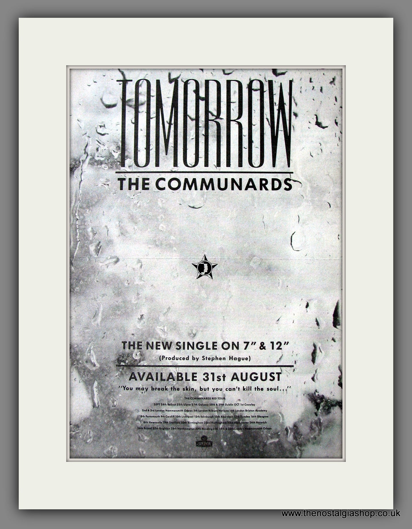 Communards (The) Tomorrow. Original Advert 1987 (ref AD13556)