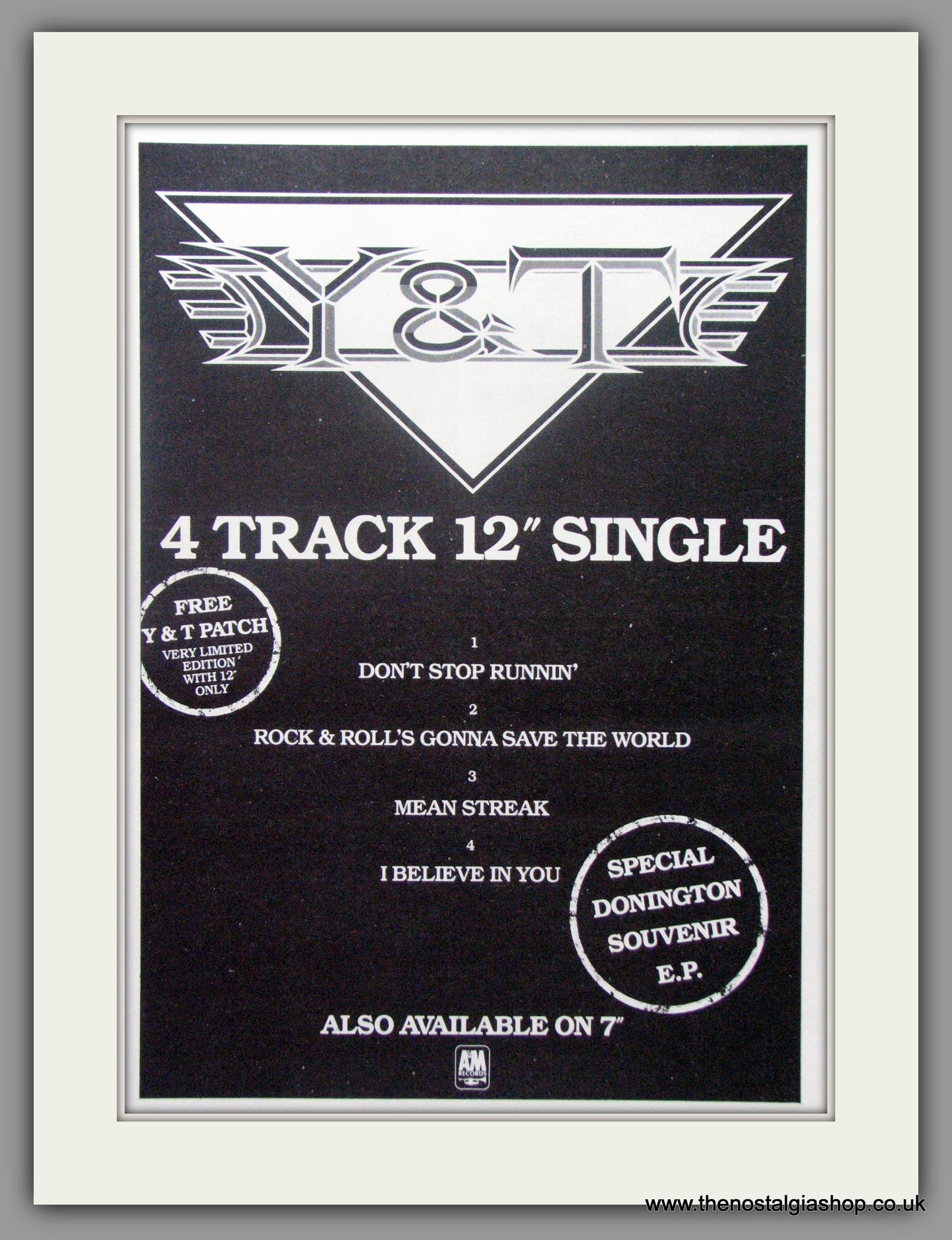 Y & T Donington Souvenir EP. 1984 Original Advert (ref AD51506)