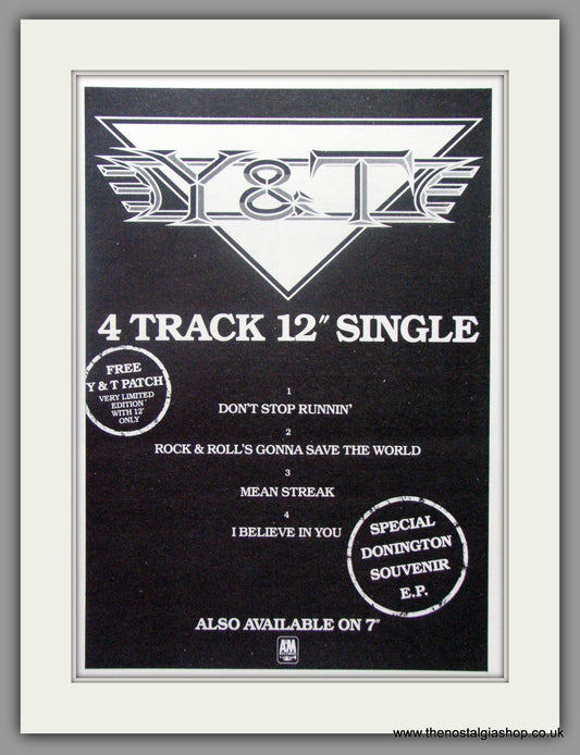 Y & T Donington Souvenir EP. 1984 Original Advert (ref AD51506)