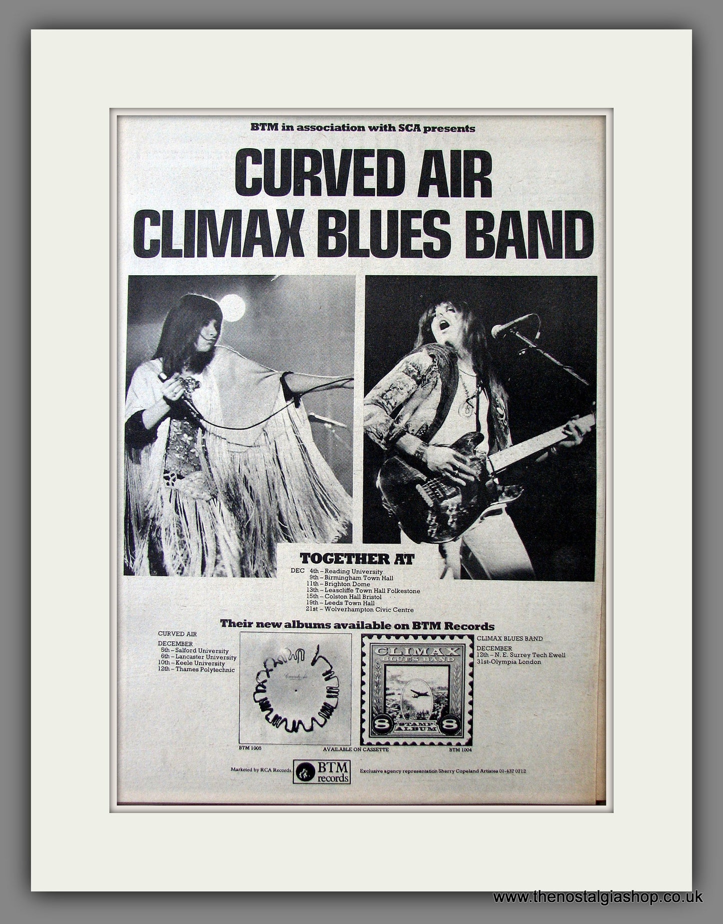 Climax Blues Band Curved Air. Original Advert 1975 (ref AD13576)