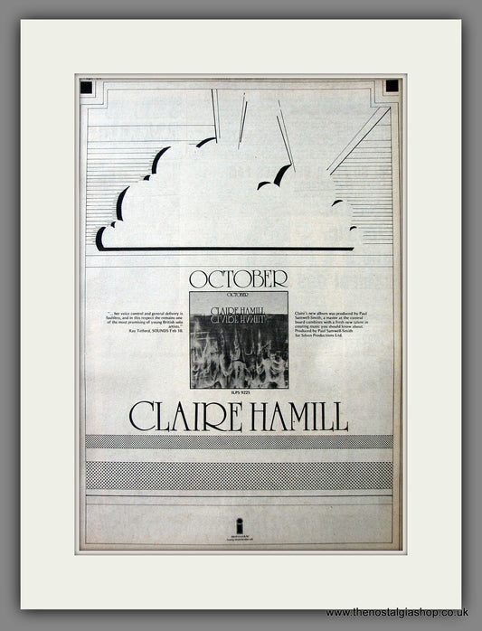 Claire Hamill October. Original Advert 1973 (ref AD13583)