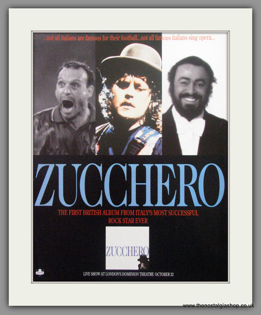 Zucchero. Debut British Album. 1990 Original Advert (ref AD51614)