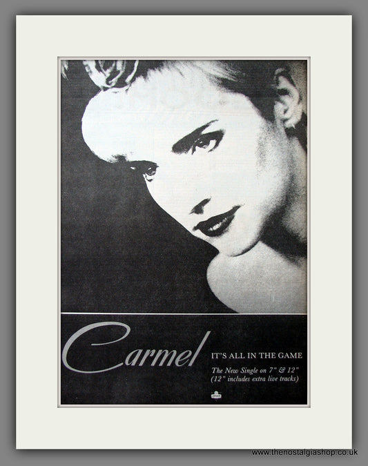 Carmel It's All In The Game. Original Advert 1987 (ref AD13613)