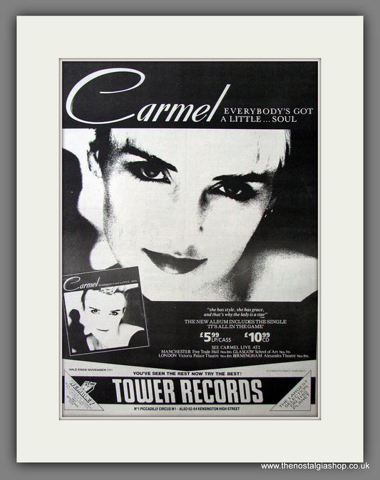 Carmel Everybody's Got A Little...Soul. Original Advert 1987 (ref AD13614)