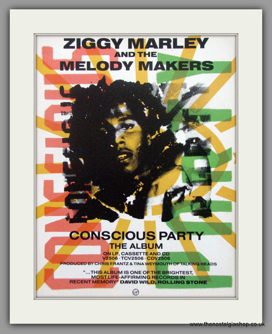 Ziggy Marley. Conscious Party. 1988 Original Advert (ref AD51621)