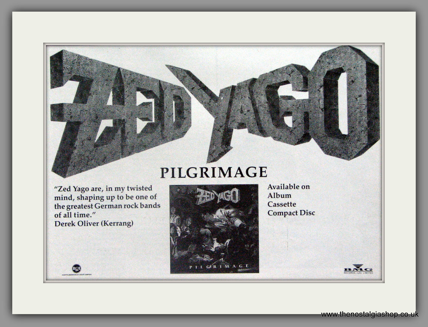 Zed Yago. Pilgrimage. 1989 Original Advert (ref AD51626)