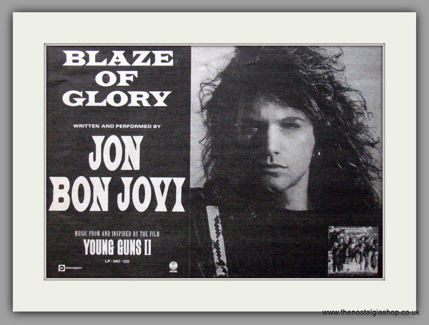 Bon Jovi. Blaze Of Glory 1990 Original Advert (ref AD50838)