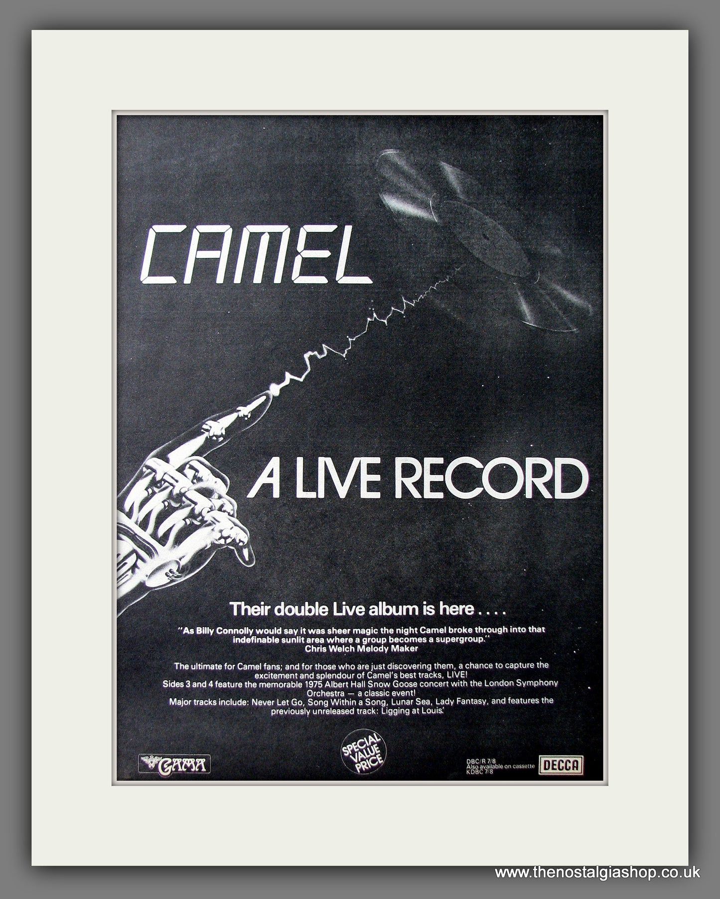 Camel Live Album. Original Advert 1978 (ref AD13635)