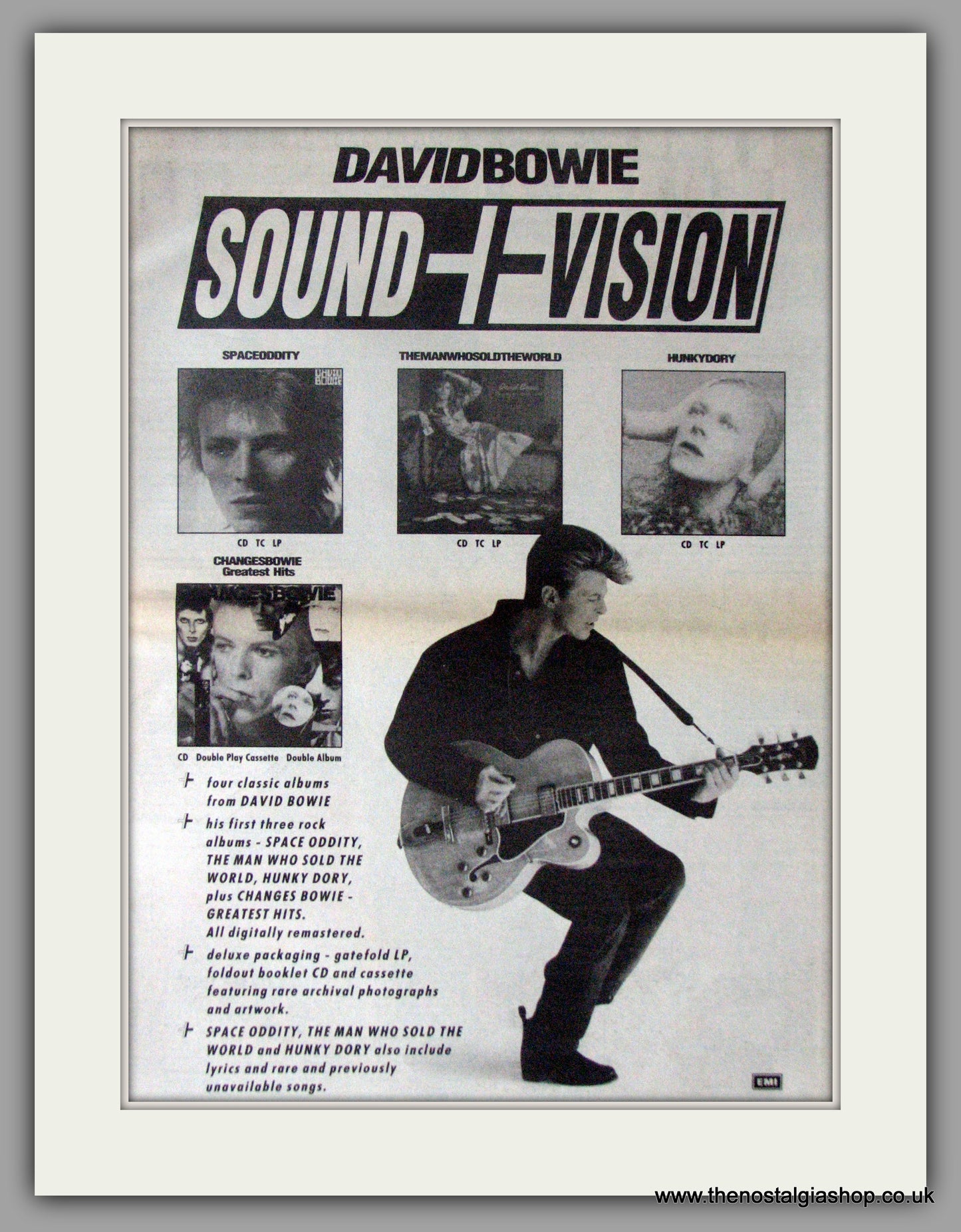 David Bowie. Sound And Vision. Vintage Advert 1990 (ref AD11194)