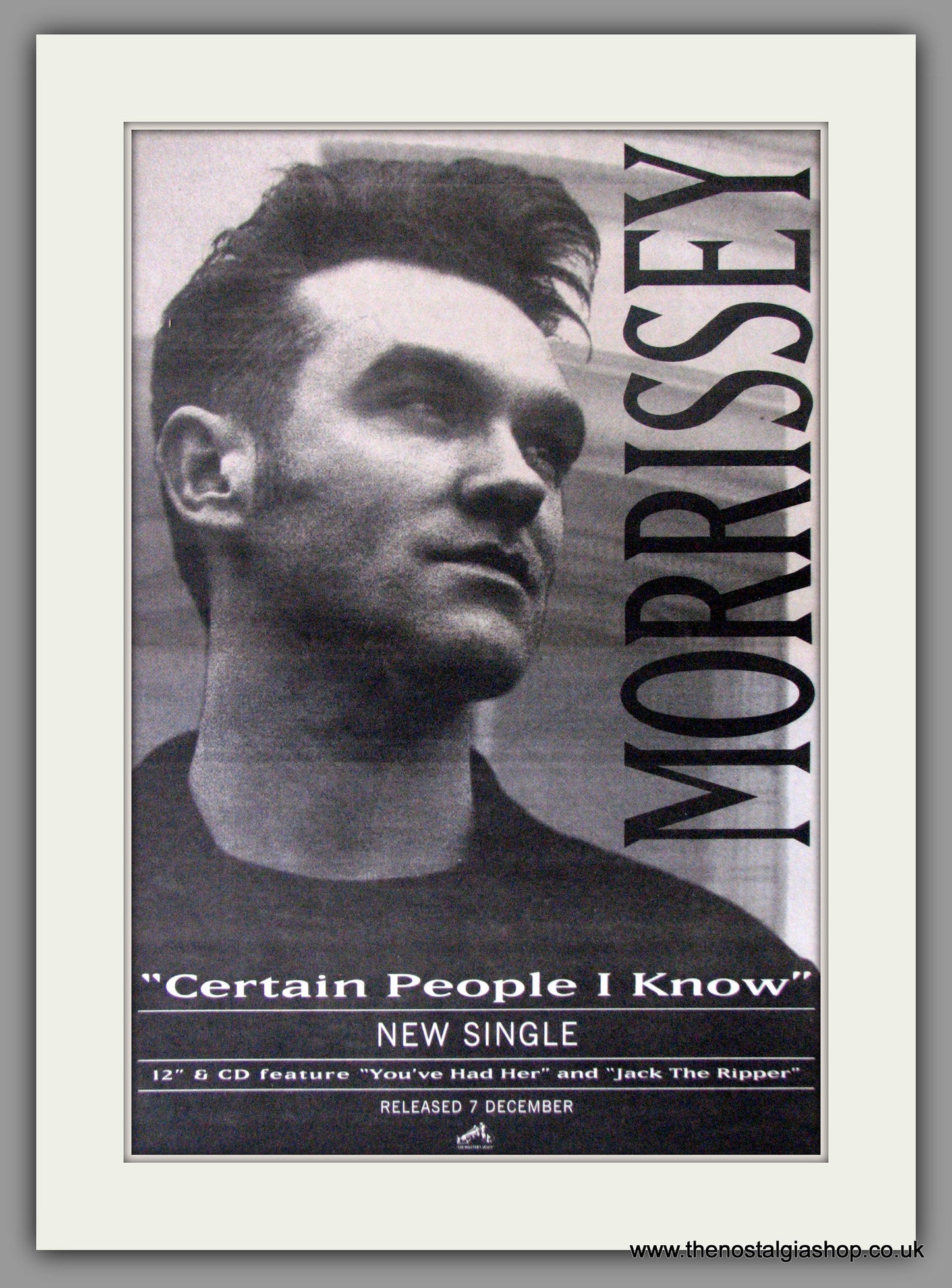 Morrissey. Certain People I Know. Original Vintage Advert 1992 (ref AD11201)