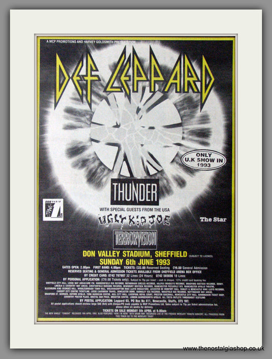 Def Leppard. Don Valley Stadium. Original Vintage Advert 1993 (ref AD11220)