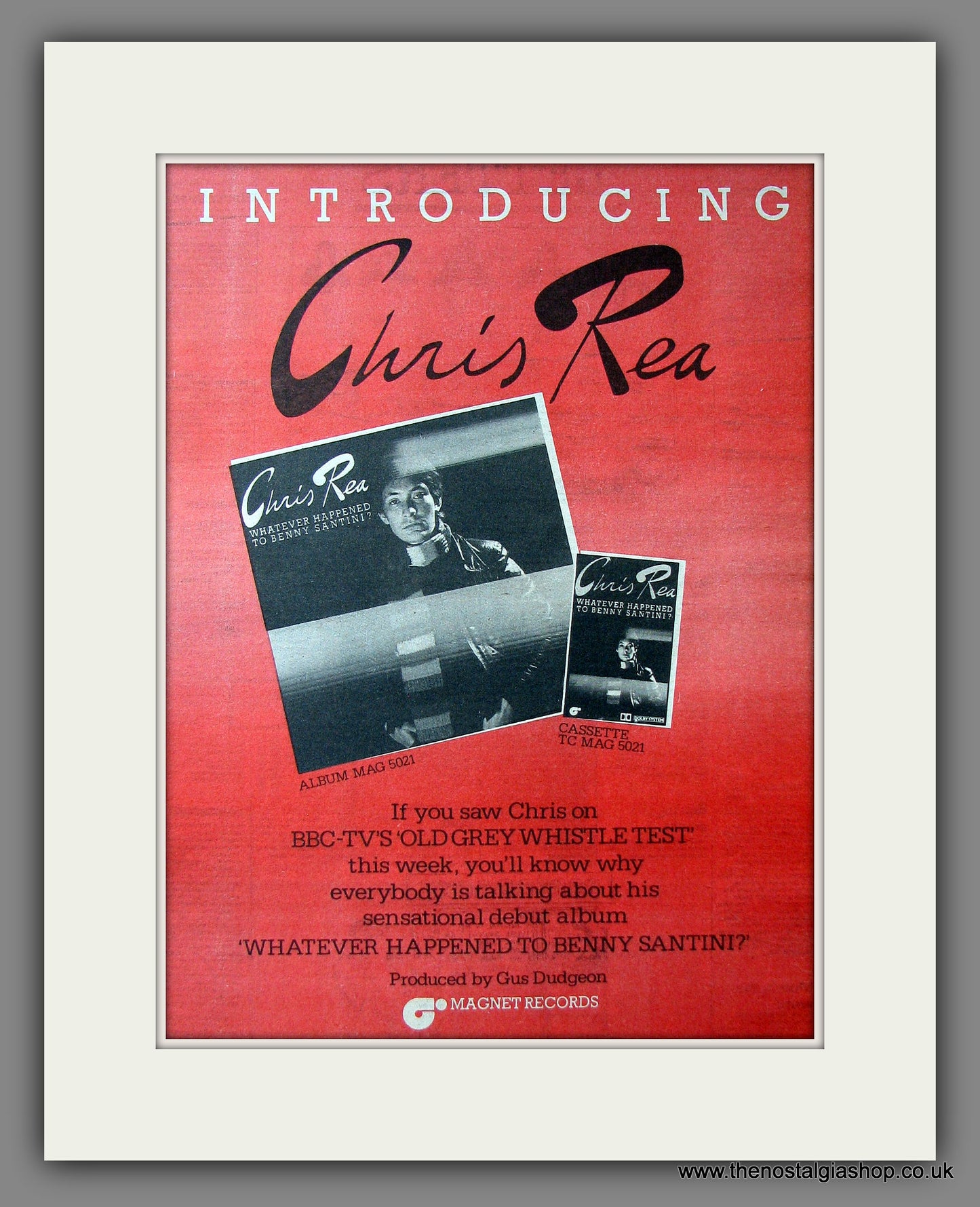 Chris Rea What Ever Happened To Benny Santini. Original Advert 1978 (ref AD13666)