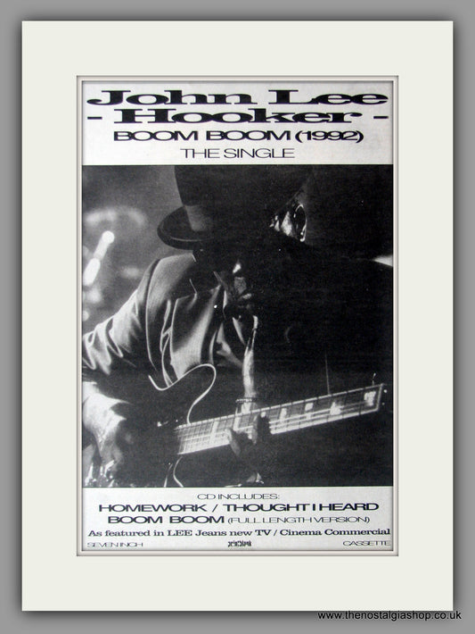 John Lee Hooker. Boom Boom. 1992 Original Advert (ref AD50891)