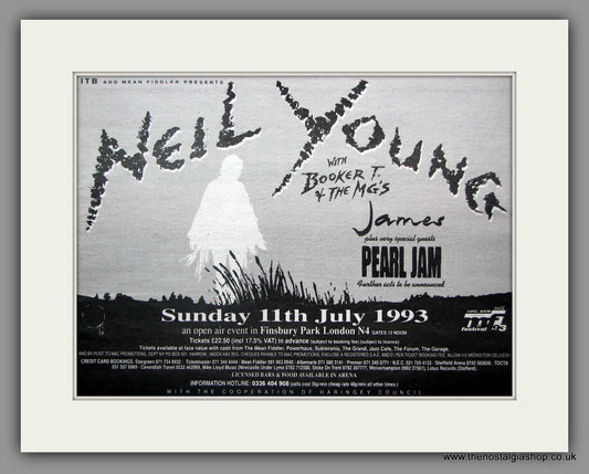 Neil Young. Finsbury Park Concert 1993 Original Advert (ref AD50901)