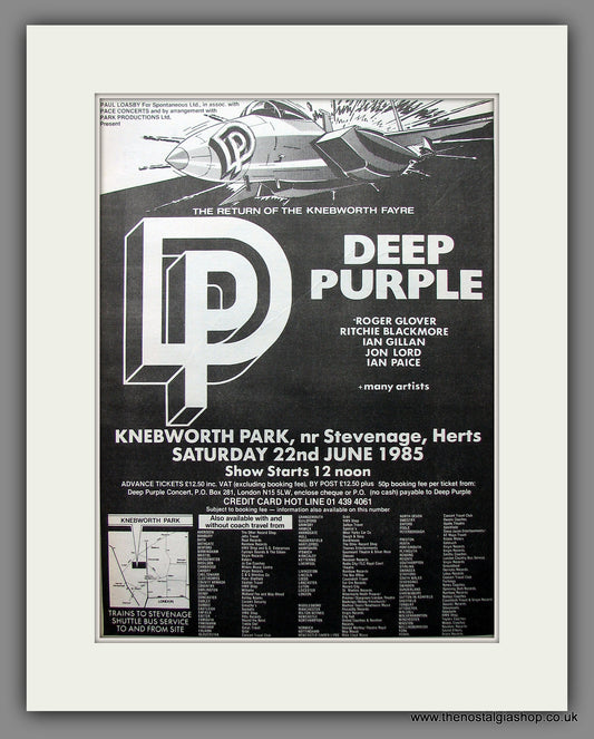 Deep Purple. Knebworth Park. Original Advert 1985 (ref AD13530)