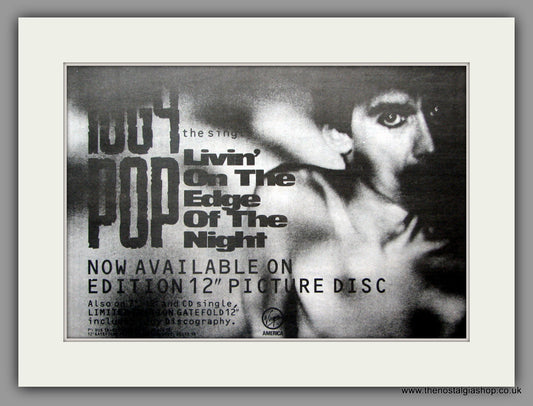 Iggy Pop. Livin' on The Edge Of The Night. 1990 Original Advert (ref AD50928)