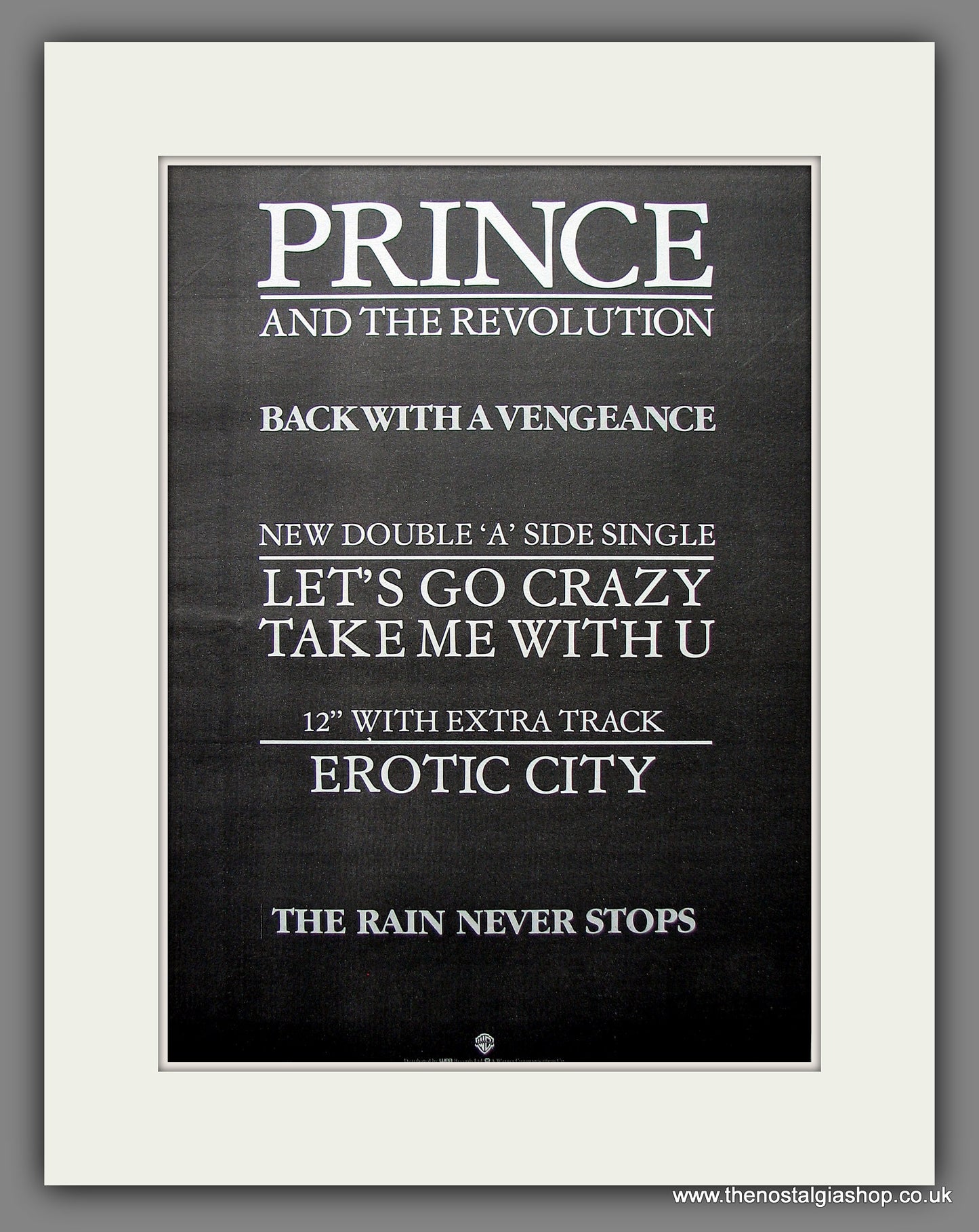 Prince. Let's Go Crazy. Original Advert 1985 (ref AD13539)