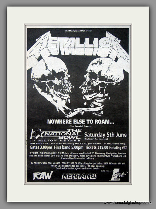 Metallica. Nowhere Else To Roam 1993 Original Advert (ref AD51082)