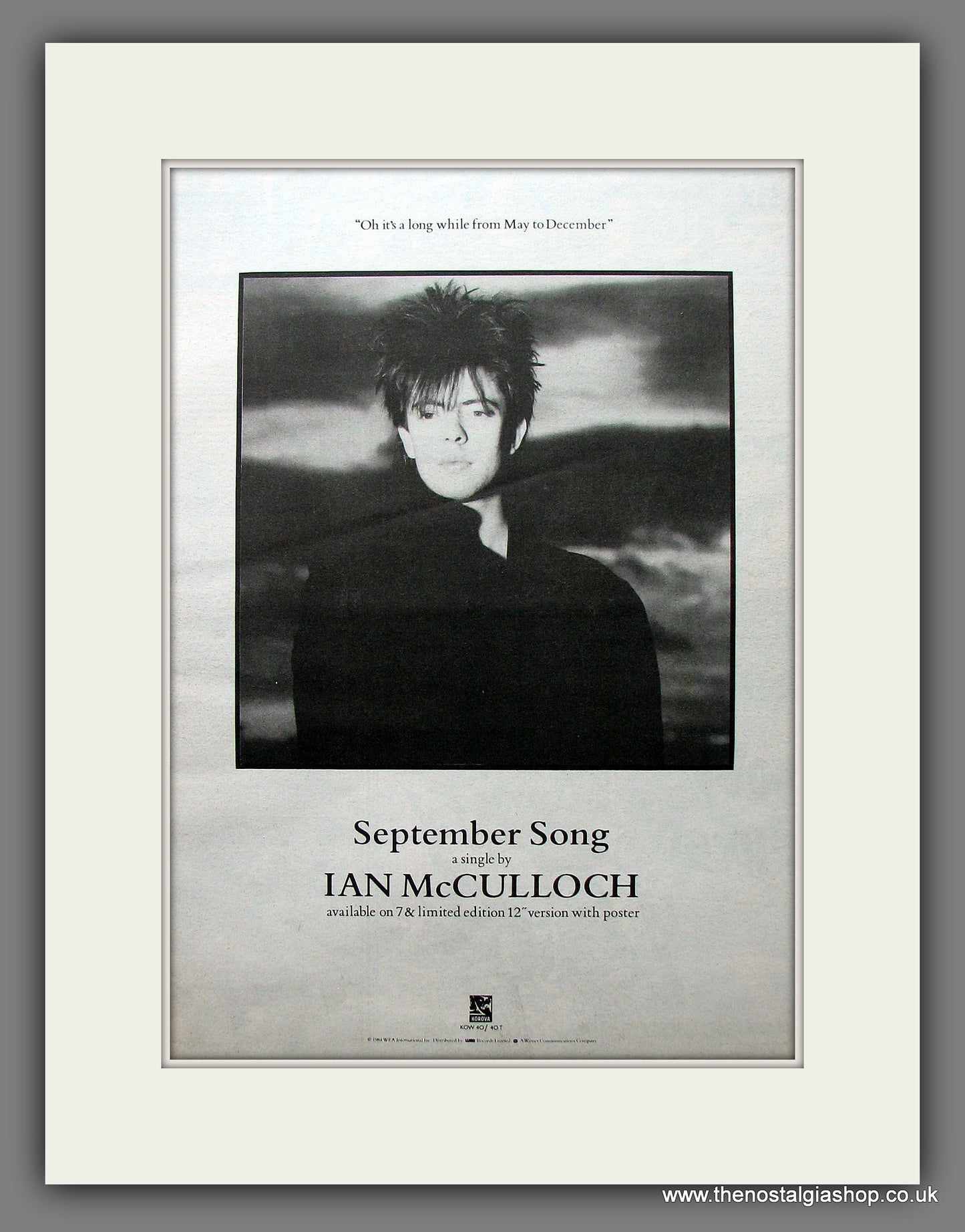 Ian McCulloch. September Song. Original Advert 1984 (ref AD13541)