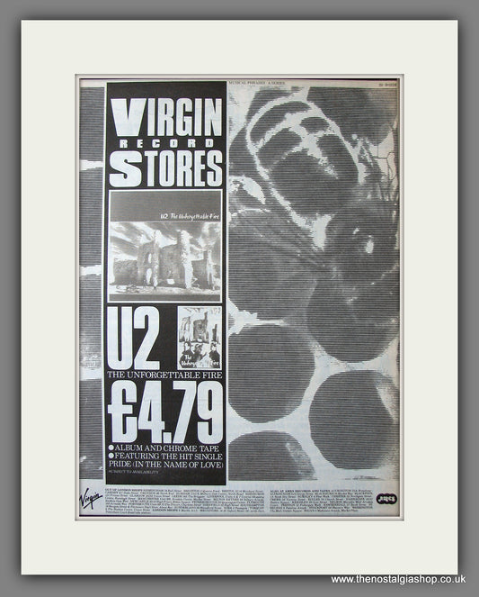 U2. The Unforgettable Fire. Original Advert 1984 (ref AD13597)