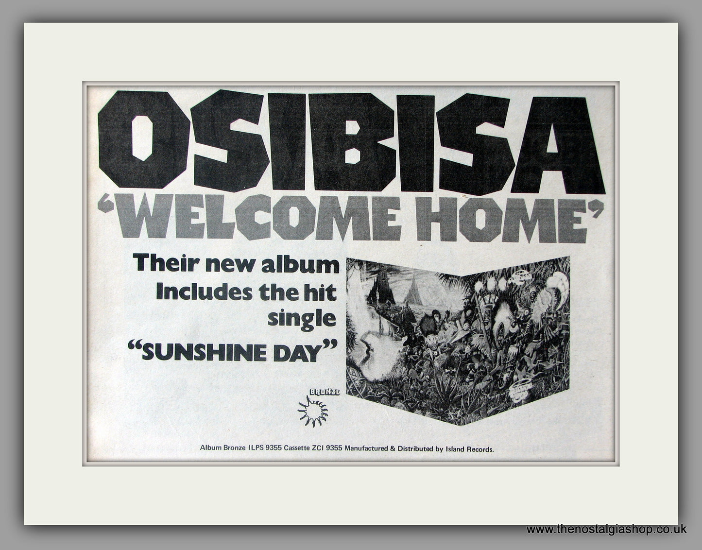 Osibisa. Welcome Home. Vintage Advert 1974 (ref AD51089)