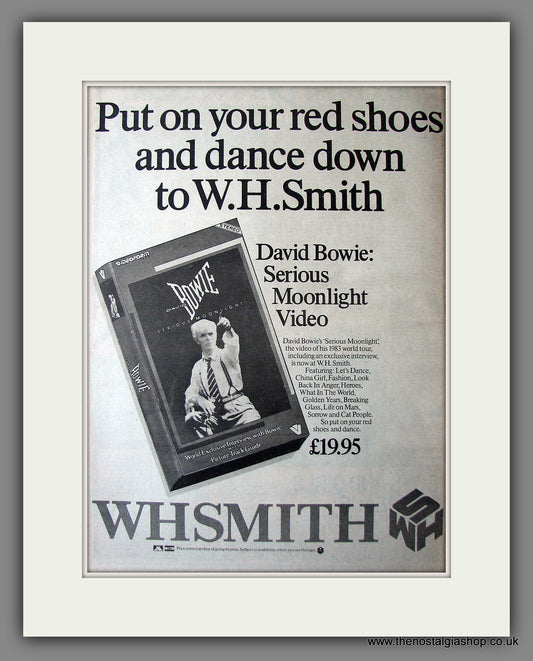 David Bowie. Serious Moonlight on Video. Original Advert 1984 (ref AD13603)