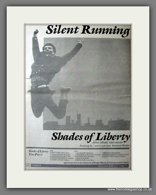 Shades of Liberty. Silent Running. UK Tour. Original Advert 1984 (ref AD13604)