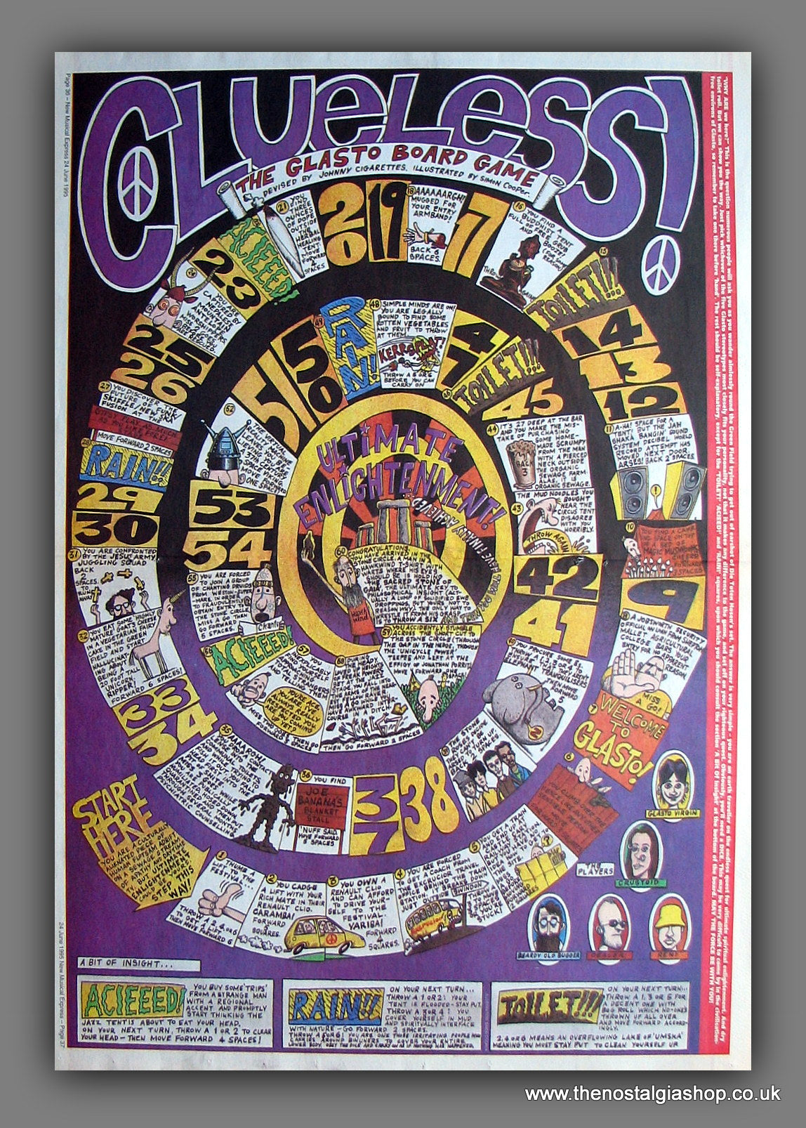 Clueless. Glasto Board Game. Original Advert 1995 (ref AD13690)