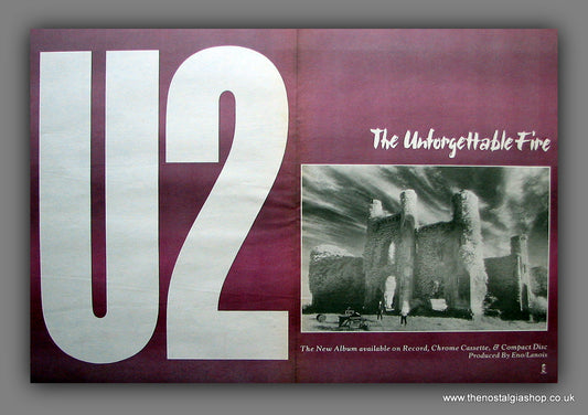 U2. The Unforgettable Fire. Original Large Advert 1984 (ref AD13607)