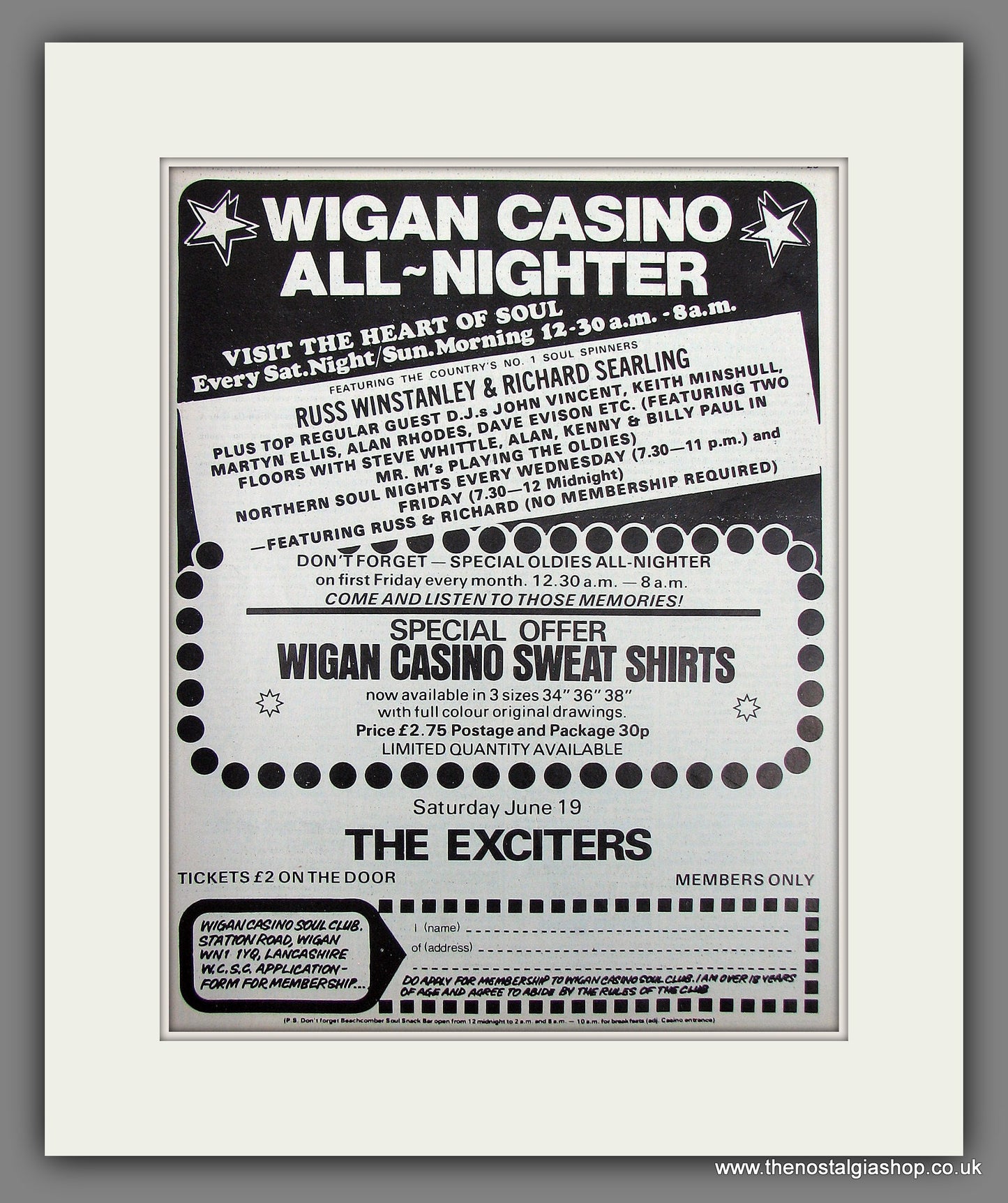 Wigan Casino All Nighter. Soul Club. 1976 Original Advert (ref AD55957)