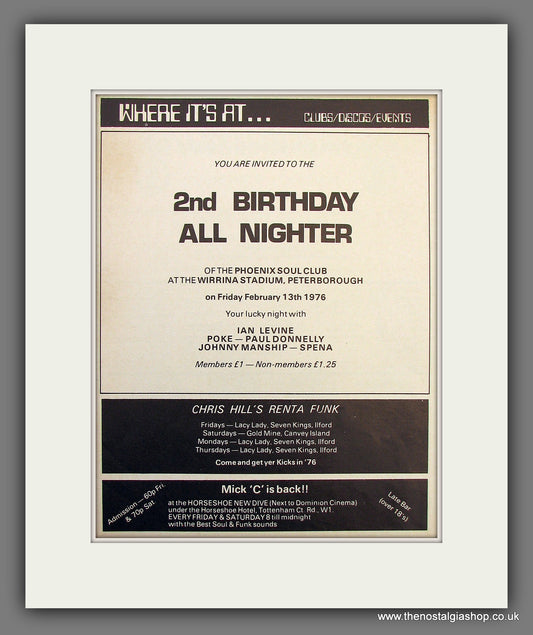 Wigan Casino All Nighter. Soul Club. 1976 Original Advert (ref AD55968)