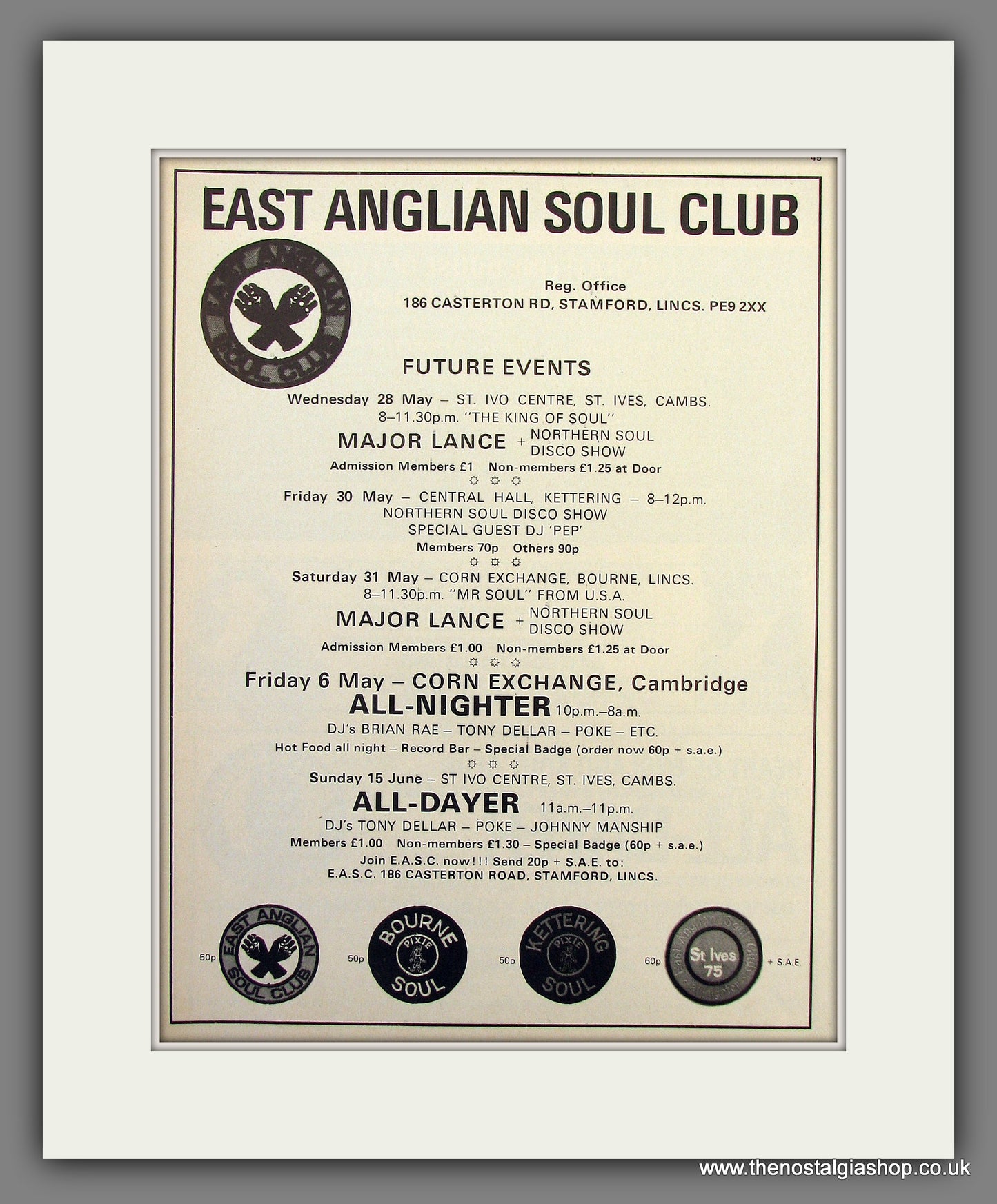 East Anglian Soul Club. 1975 Original Advert (ref AD55970)