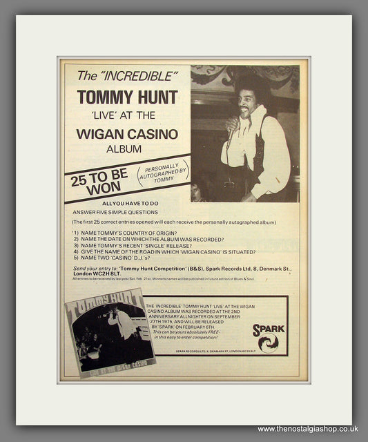 Tommy Hunt Live At The Wigan Casino Soul Club. 1976 Original Advert (ref AD55973)