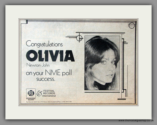 Olivia Newton-John. NME Poll Success. Vintage Advert 1973 (ref AD51129)