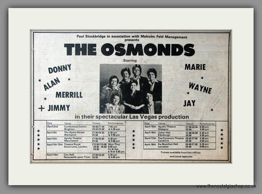 Osmonds (The) UK Tour. Vintage Advert 1980 (ref AD51133)