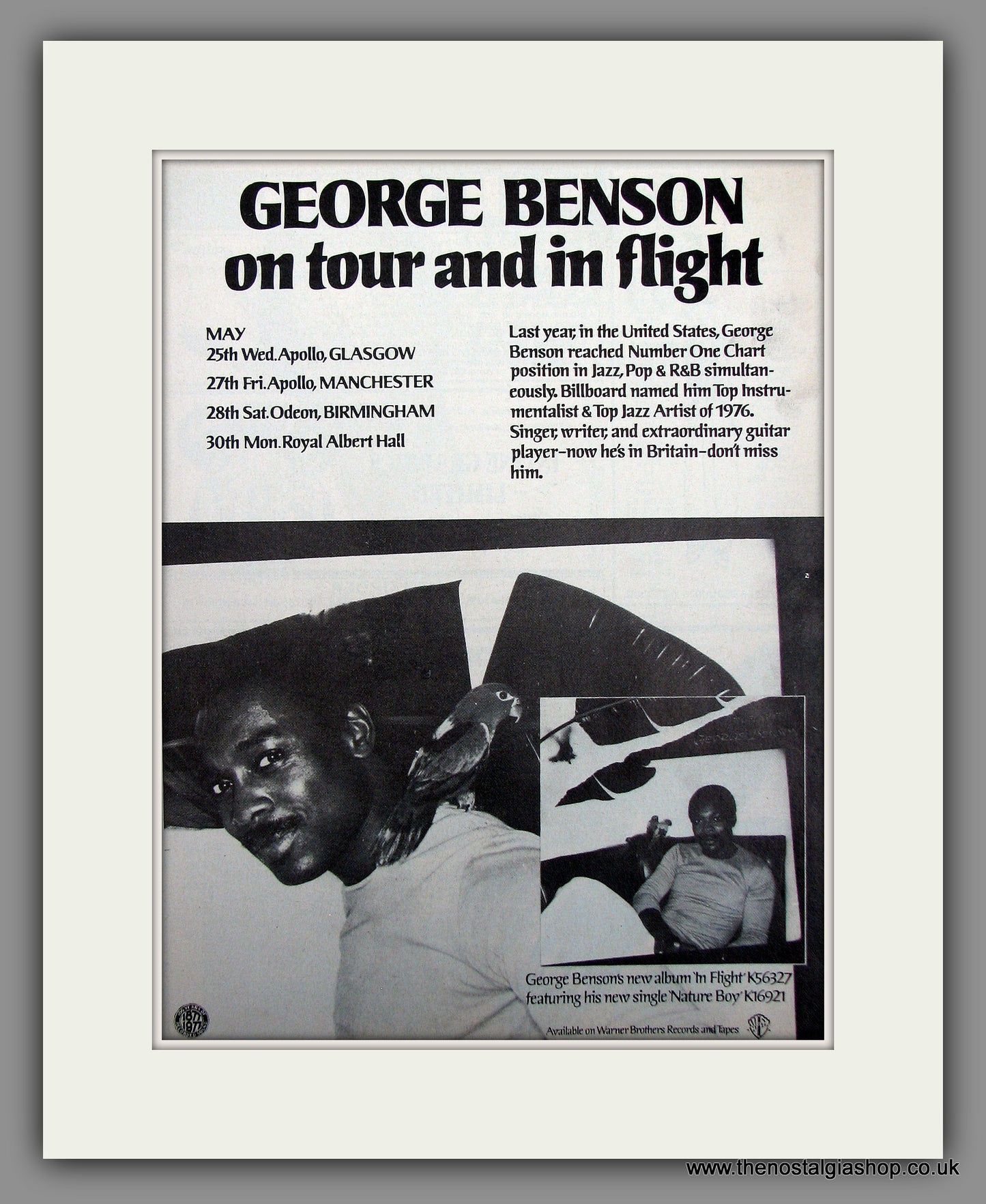 George Benson. In Flight and On Tour. 1977 Original Advert (ref AD56007)