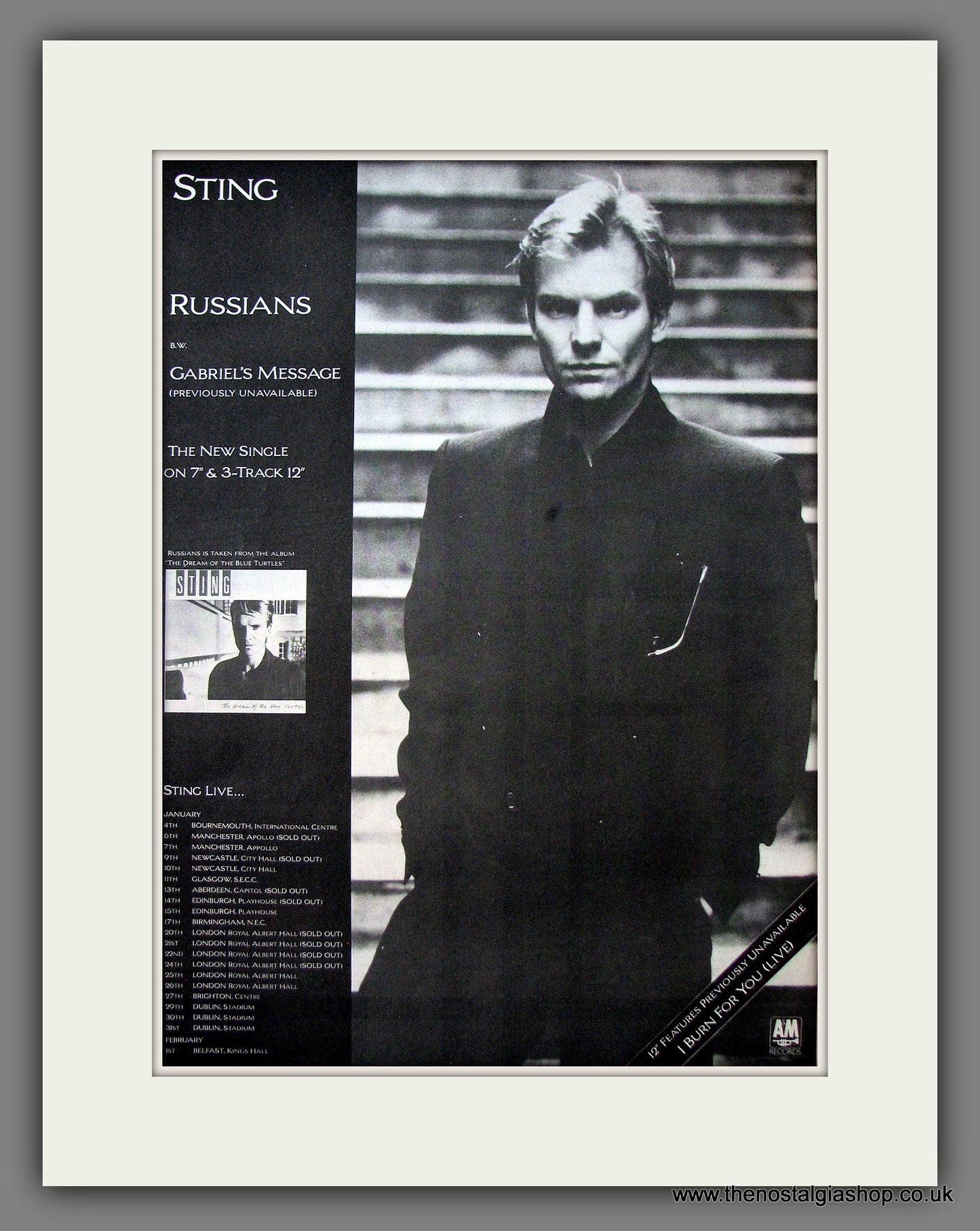 Sting. Russians. Original Advert 1985 (ref AD13697)