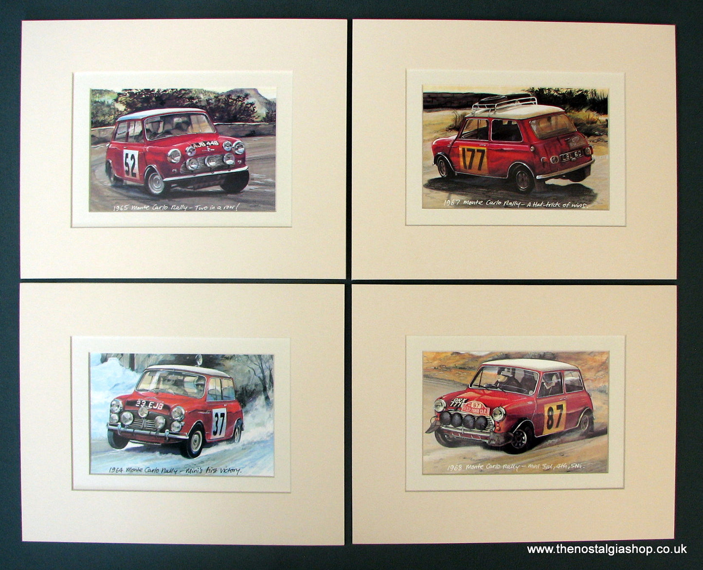 Mini Cooper at Monte Carlo. Set of 4 Mounted Prints