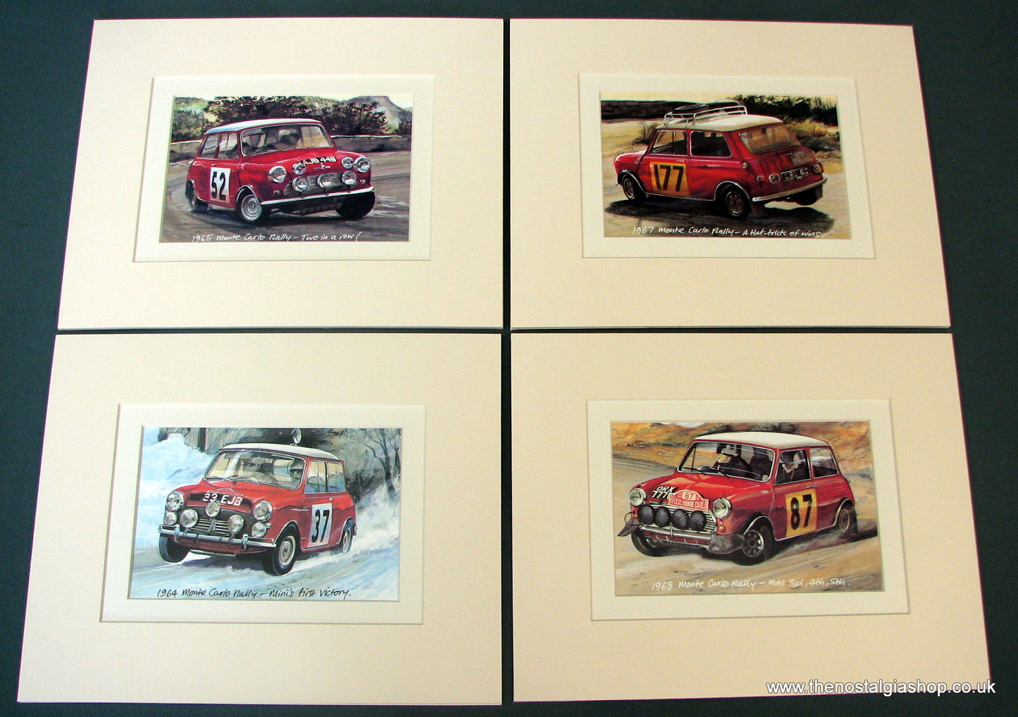 Mini Cooper at Monte Carlo. Set of 4 Mounted Prints