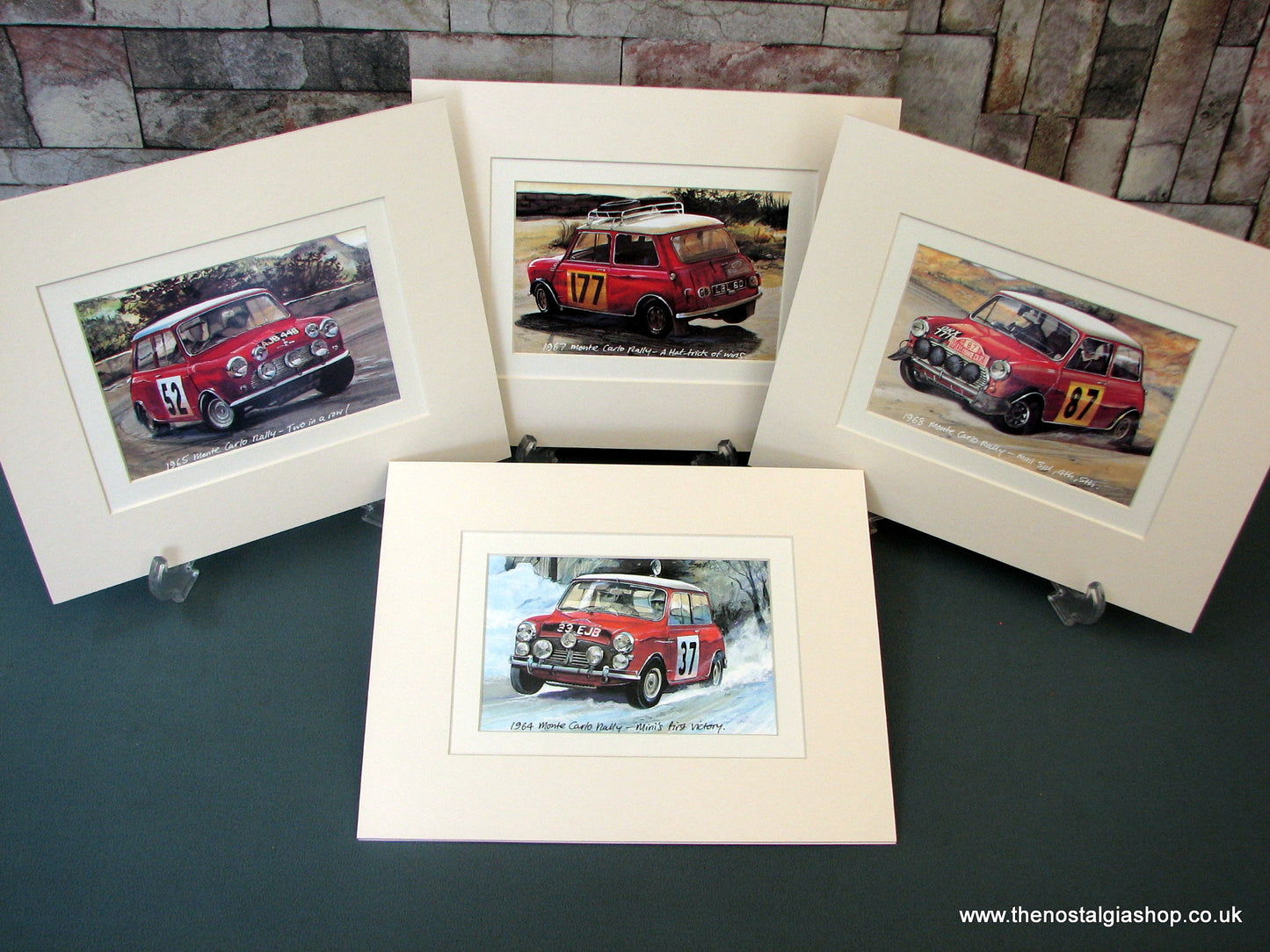 Mini Cooper at Monte Carlo. Set of 4 Mounted Prints