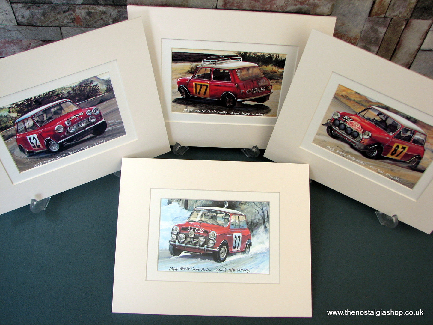 Mini Cooper at Monte Carlo. Set of 4 Mounted Prints