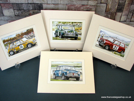 Mini Cooper (Sporting). Set of 4 Mounted Prints